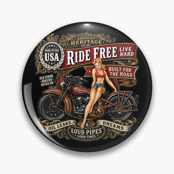 Item preview, Ride Free Live Hard Vintage American Biker Heritage designed and sold by DeimosArtIntl.