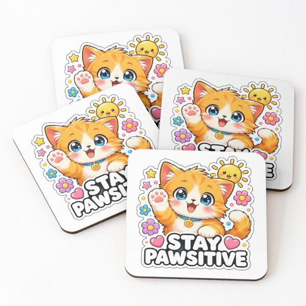 Item preview, Stay Pawsitive Cute Kawaii Cat Positive Vibes designed and sold by MoodyMeows.