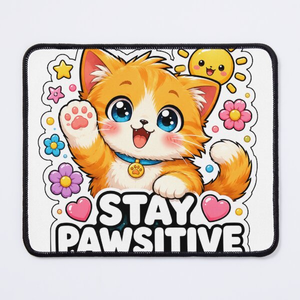 Item preview, Stay Pawsitive Cute Kawaii Cat Positive Vibes designed and sold by MoodyMeows.