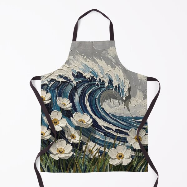 Item preview, Ocean Wave with White Flowers designed and sold by Pioneer Spirit Market.