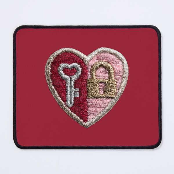 Item preview, Heart Lock and Key Embroidery Patch designed and sold by MegaNovaArt.