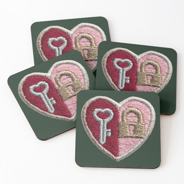 Item preview, Heart Lock and Key Embroidery Patch designed and sold by MegaNovaArt.