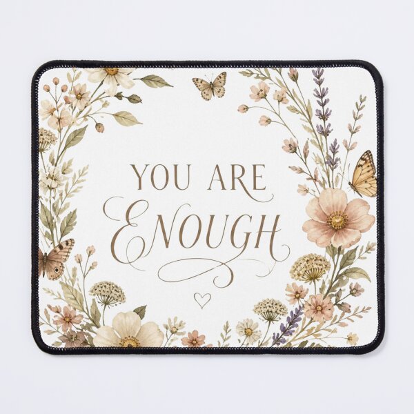Item preview, You Are Enough floral wreath cottagecore self love gift designed and sold by language-des.