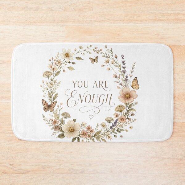 Item preview, You Are Enough floral wreath cottagecore self love gift designed and sold by language-des.