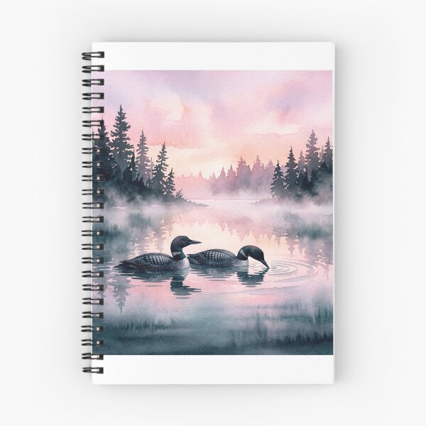 Item preview, Loon Pair on Misty Lake | Dreamy Watercolor Lake Life Illustration designed and sold by DmaarGroup.