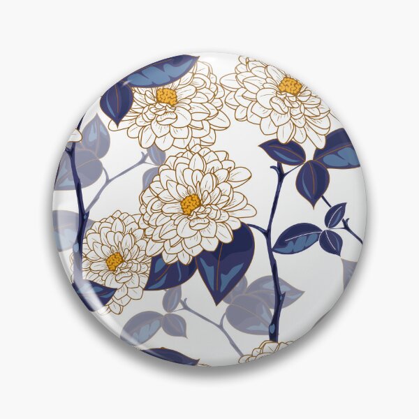 Item preview, Navy Blue and Gold Botanical Art | Chic Chinoiserie Floral Pattern designed and sold by abdallatigle.