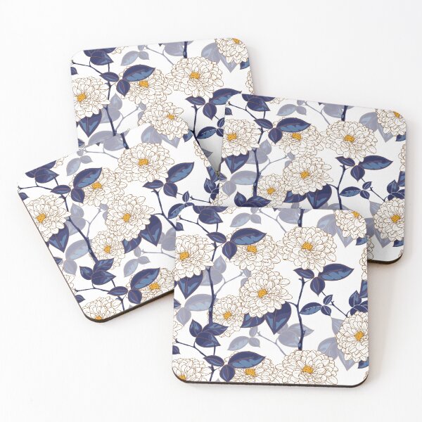Item preview, Navy Blue and Gold Botanical Art | Chic Chinoiserie Floral Pattern designed and sold by abdallatigle.