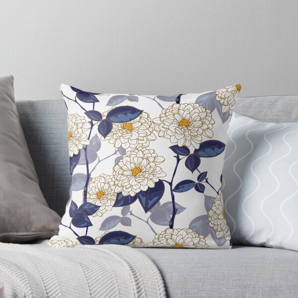 Item preview, Navy Blue and Gold Botanical Art | Chic Chinoiserie Floral Pattern designed and sold by abdallatigle.