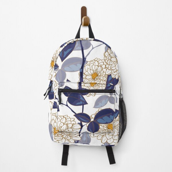 Item preview, Navy Blue and Gold Botanical Art | Chic Chinoiserie Floral Pattern designed and sold by abdallatigle.