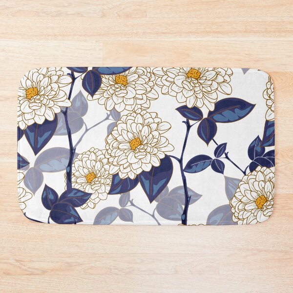Item preview, Navy Blue and Gold Botanical Art | Chic Chinoiserie Floral Pattern designed and sold by abdallatigle.