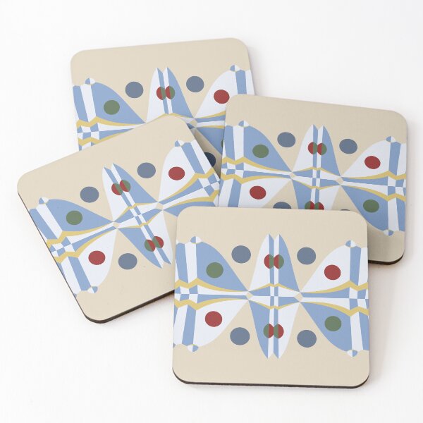 Item preview, Scandinavian Geometric Folk Pattern in Blue and Cream designed and sold by ccitypictures.