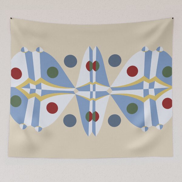 Item preview, Scandinavian Geometric Folk Pattern in Blue and Cream designed and sold by ccitypictures.