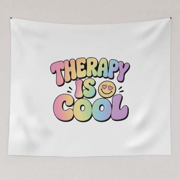 Item preview, Therapy Is Cool retro 90s bubble letters mental health gift designed and sold by language-des.