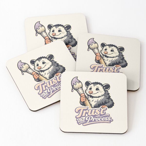 Item preview, Trust The Process Creative Possum Paintbrush Motivational Quote Retro Sticker Design designed and sold by  Artistry in Motion by MADsrecreation.