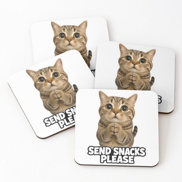 Item preview, Send Snacks Please Funny Cute Begging Cat Meme designed and sold by MoodyMeows.