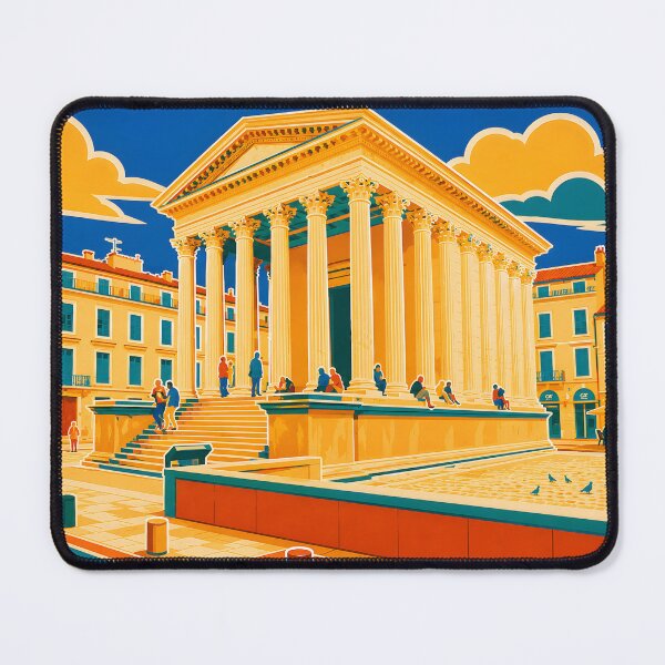 Item preview, Nîmes Roman Temple – Retro South of France Art Print designed and sold by White-Camel.