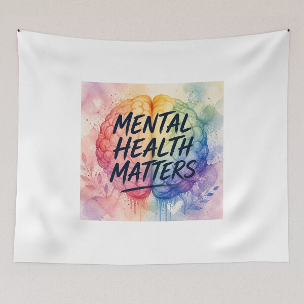 Item preview, Mental Health Matters watercolor rainbow brain awareness gift designed and sold by language-des.
