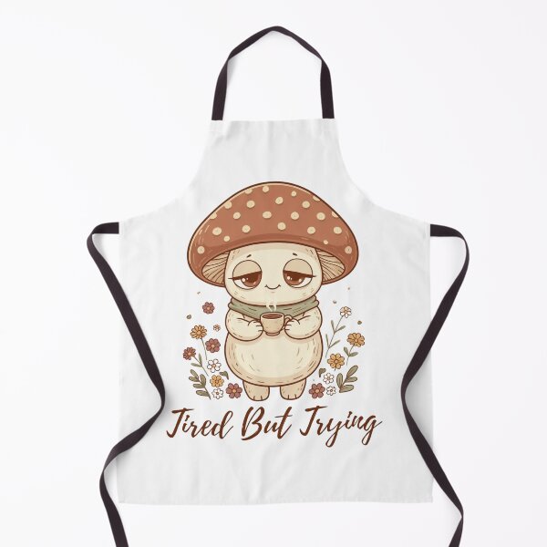 Item preview, Tired But Trying Cute Mushroom Character with Tea and Flowers designed and sold by DariaOltes.