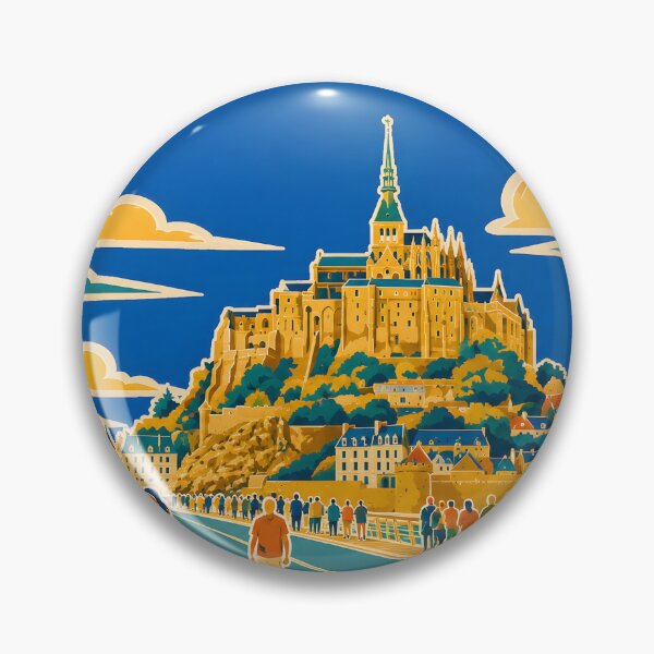 Item preview, Mont-Saint-Michel Causeway – Retro French Travel Art Print designed and sold by White-Camel.