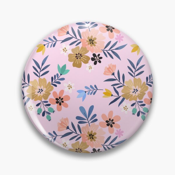 Item preview, Charming Folk Art Floral Pattern - Pastel Pink and Mustard Yellow Botanicals designed and sold by abdallatigle.