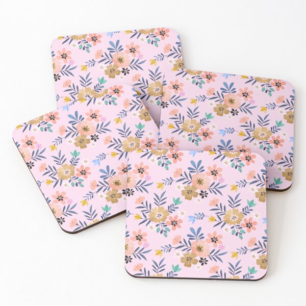 Item preview, Charming Folk Art Floral Pattern - Pastel Pink and Mustard Yellow Botanicals designed and sold by abdallatigle.