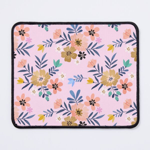 Item preview, Charming Folk Art Floral Pattern - Pastel Pink and Mustard Yellow Botanicals designed and sold by abdallatigle.
