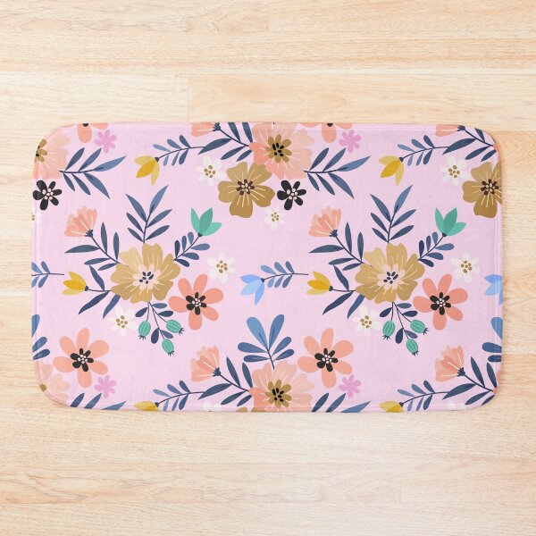 Item preview, Charming Folk Art Floral Pattern - Pastel Pink and Mustard Yellow Botanicals designed and sold by abdallatigle.