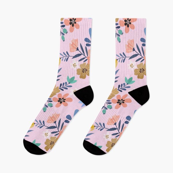 Item preview, Charming Folk Art Floral Pattern - Pastel Pink and Mustard Yellow Botanicals designed and sold by abdallatigle.