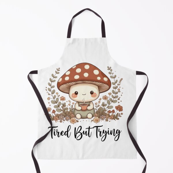 Item preview, Cute Woodland Mushroom Character with Tired But Trying Quote designed and sold by DariaOltes.