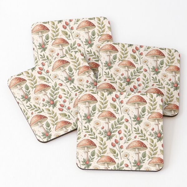 Item preview, Mushrooms, Strawberries and Daisies Pattern designed and sold by DigiArtBay.