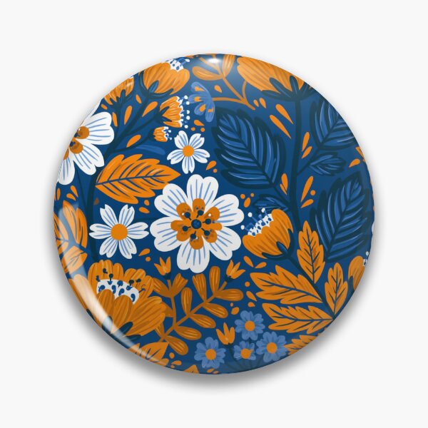 Item preview, Orange and white flowers on blue designed and sold by MendaciousMina.