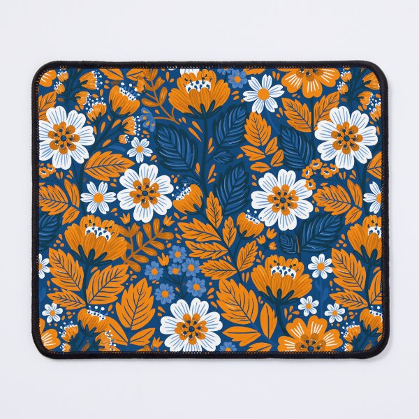 Item preview, Orange and white flowers on blue designed and sold by MendaciousMina.