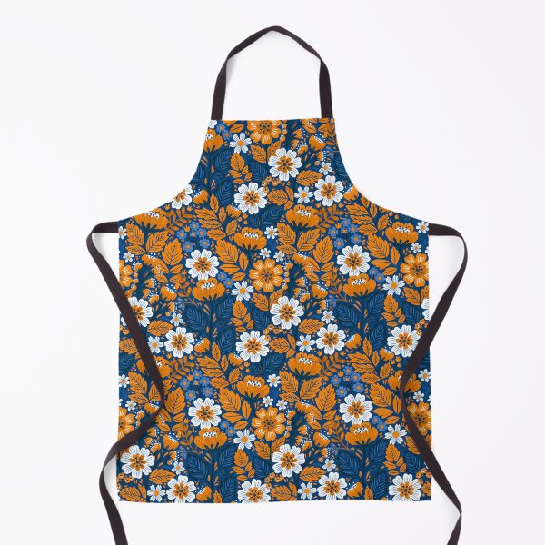 Item preview, Orange and white flowers on blue designed and sold by MendaciousMina.