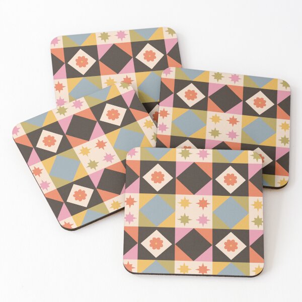 Item preview, Mid Century Diamond Flower Tile Pattern designed and sold by YesButNo Design.