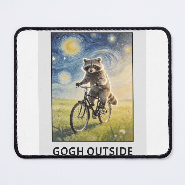 Item preview, Gogh Outside Raccoon Pedaling Starry Early Night designed and sold by StuckOnTees.