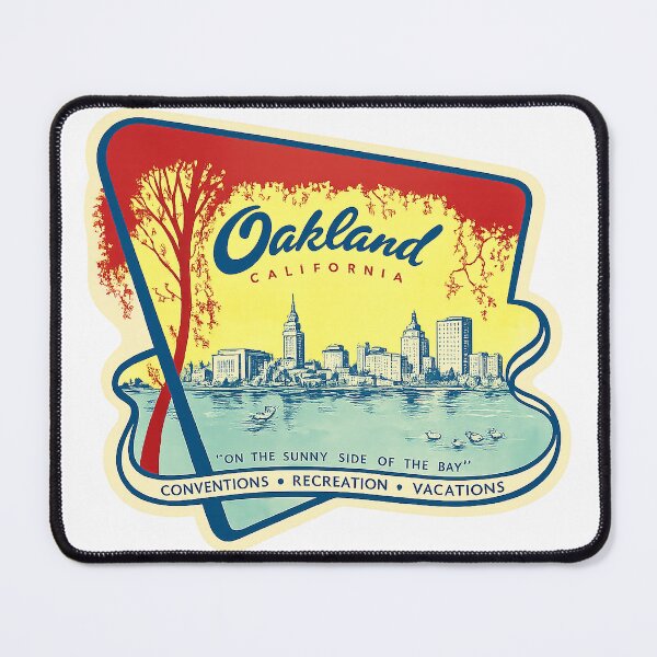 Item preview, Vintage Oakland California Travel Poster – Sunny Side of the Bay designed and sold by PIXEL POP DESIGNS - Beyond the Norm!.