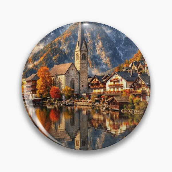 Item preview, Autumn Lake Village with Church designed and sold by Pioneer Spirit Market.