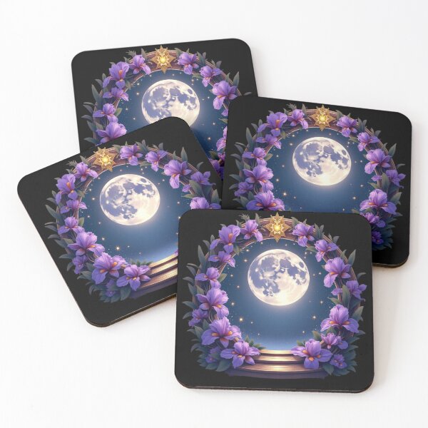 Item preview, Magical Full Moon & Purple Iris Floral Frame designed and sold by MoonSoul Studio.