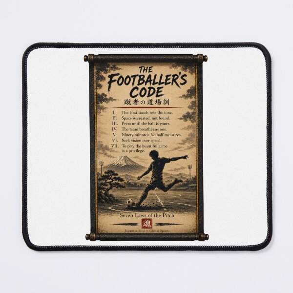 Item preview, The Footballer's Code Seven Laws Japanese Scroll Soccer Motivation Wall Art designed and sold by Locker39.