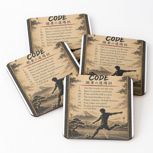 Item preview, The Footballer's Code Seven Laws Japanese Scroll Soccer Motivation Wall Art designed and sold by Locker39.