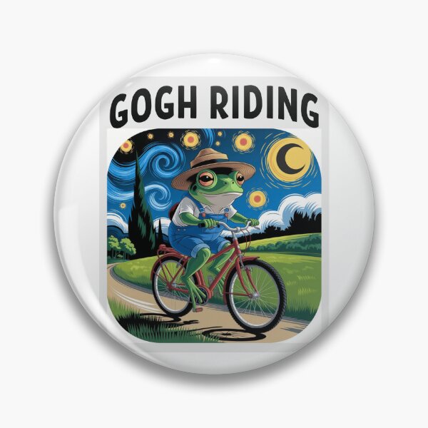 Item preview, Gogh Riding Frog Pedaling Under Swirling Starry Sky designed and sold by StuckOnTees.