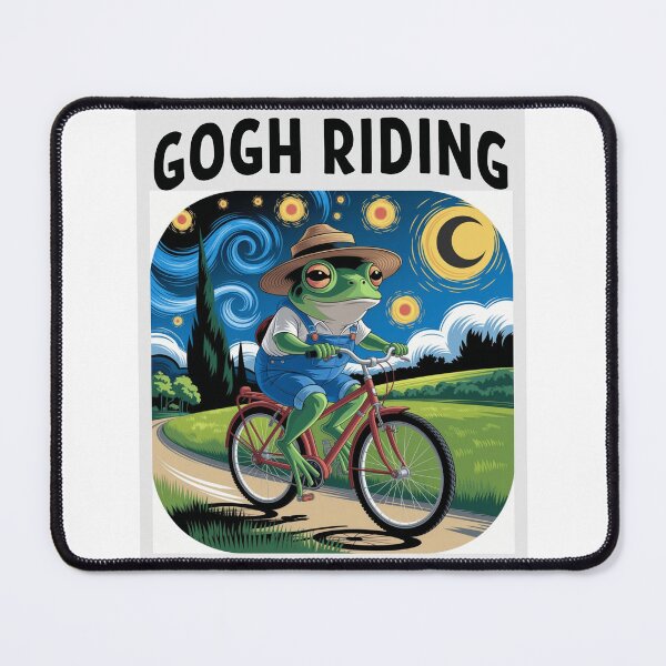 Item preview, Gogh Riding Frog Pedaling Under Swirling Starry Sky designed and sold by StuckOnTees.