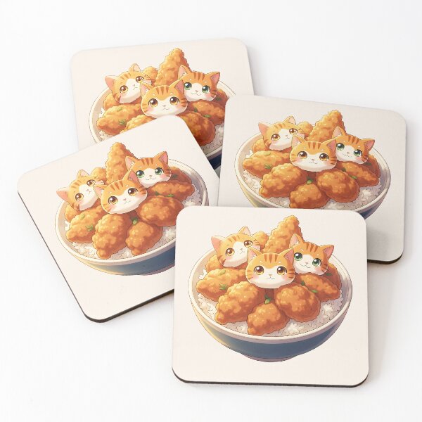 Item preview, Orange Tabby Cat Head Dumplings in Fried Chicken Rice Bowl – Cute Kawaii Food Cutout designed and sold by EmeraldeaArt.