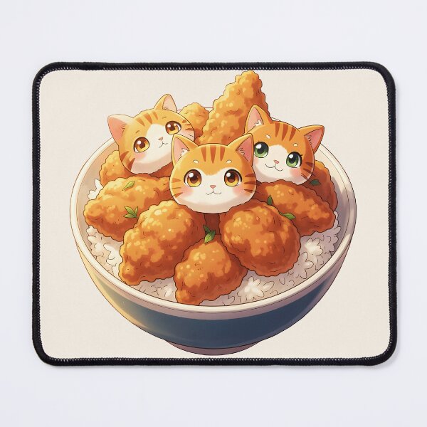 Item preview, Orange Tabby Cat Head Dumplings in Fried Chicken Rice Bowl – Cute Kawaii Food Cutout designed and sold by EmeraldeaArt.