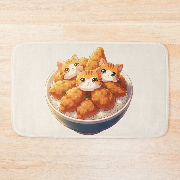 Item preview, Orange Tabby Cat Head Dumplings in Fried Chicken Rice Bowl – Cute Kawaii Food Cutout designed and sold by EmeraldeaArt.