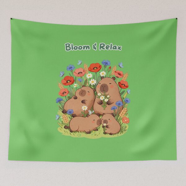Item preview, Bloom & Relax – Capybara Family in Wildflowers designed and sold by BCapybara.