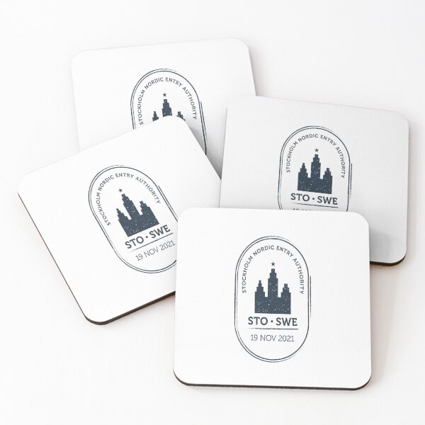 Item preview, Stockholm Mid‑Century Passport Stamp Retro Travel Sticker designed and sold by stickercuffs.