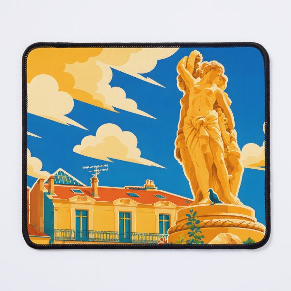 Item preview, Montpellier Place de la Comédie – Three Graces Retro Art Print designed and sold by White-Camel.