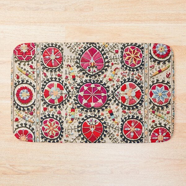 Item preview, Vintage Uzbekistan Suzani Floral Pattern designed and sold by Vicky Brago-Mitchell®.