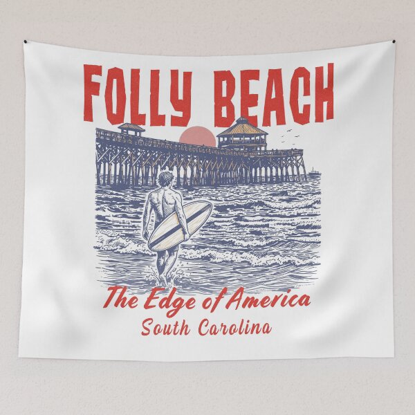 Item preview, Folly Beach South Carolina Vintage Surf | Coastal Beach Travel Graphic Design Tee designed and sold by Vale150.